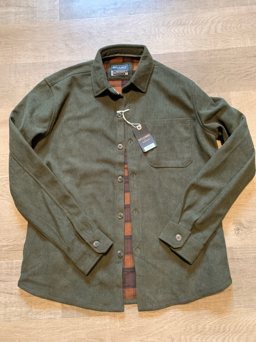 Outlander by Craft+Flow Olive Green Button-Up Corduroy Shirt